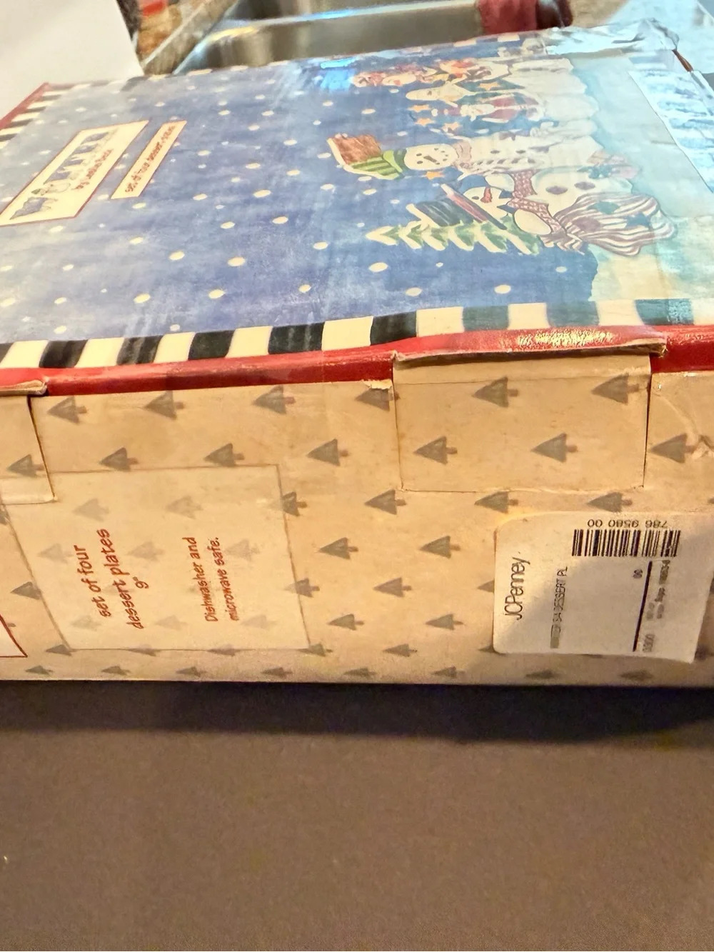 NIB Vintage JCPenney Winter Leslie Beck Snowman Dessert Salad Plates Set of 4